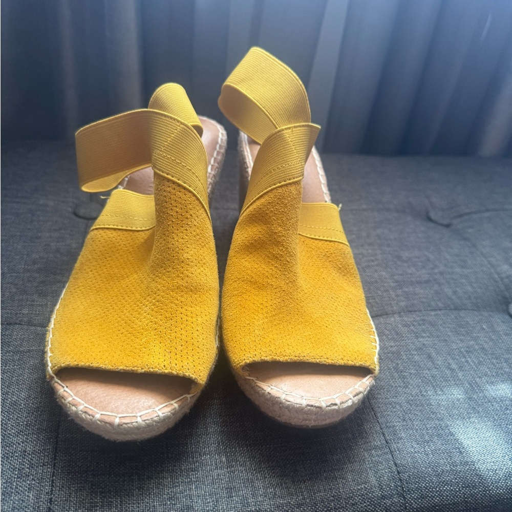 Gentle Souls Yellow Espadrilles with Elastic Ankle Band
